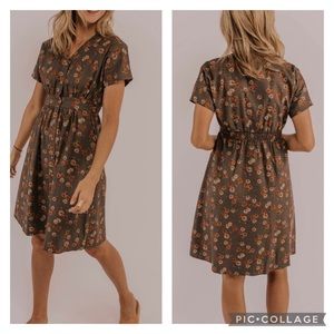 Roolee | Rudy Grey Floral Button Front Dress